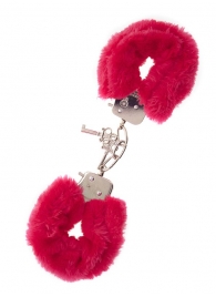 Металлические наручники с красной меховой опушкой METAL HANDCUFF WITH PLUSH RED - Dream Toys - купить с доставкой в Люберцах
