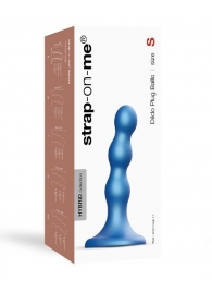 Голубая насадка Strap-On-Me Dildo Plug Balls size S - Strap-on-me - купить с доставкой в Люберцах