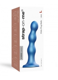 Голубая насадка Strap-On-Me Dildo Plug Balls size L - Strap-on-me - купить с доставкой в Люберцах