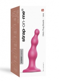 Розовая насадка Strap-On-Me Dildo Plug Beads size S - Strap-on-me - купить с доставкой в Люберцах