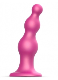 Розовая насадка Strap-On-Me Dildo Plug Beads size L - Strap-on-me - купить с доставкой в Люберцах