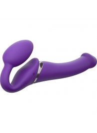 Фиолетовый безремневой вибрострапон Vibrating Bendable Strap-On - size L - Strap-on-me - купить с доставкой в Люберцах