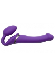 Фиолетовый безремневой вибрострапон Vibrating Bendable Strap-On - size L - Strap-on-me - купить с доставкой в Люберцах