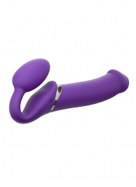 Фиолетовый безремневой вибрострапон Silicone Bendable Strap-On - size XL - Strap-on-me - купить с доставкой в Люберцах