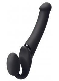 Черный безремневой вибрострапон Silicone Bendable Strap-On - size XL - Strap-on-me - купить с доставкой в Люберцах