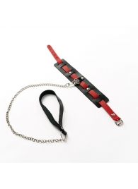 Черный ошейник с красным ремешком и поводком - Crazy Handmade - купить с доставкой в Люберцах