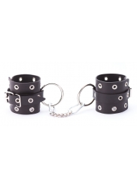 Черные кожаные наручники с люверсами - Crazy Handmade - купить с доставкой в Люберцах