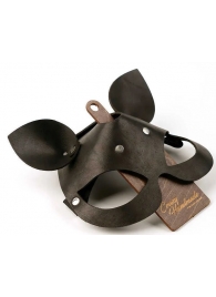 Черная кожаная маска  Кошка  с маленькими ушками - Crazy Handmade - купить с доставкой в Люберцах