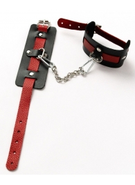 Черные оковы с красным декором и заклепками - Crazy Handmade - купить с доставкой в Люберцах