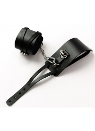 Черные кожаные оковы с креплением в виде веревочек - Crazy Handmade - купить с доставкой в Люберцах