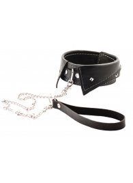 Черный ошейник-воротничок с металлическим поводком - Crazy Handmade - купить с доставкой в Люберцах