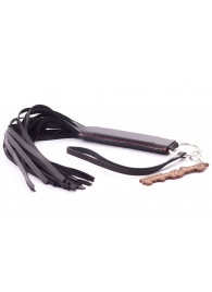 Черная кожаная плеть с удобной ручкой - 50 см. - Crazy Handmade - купить с доставкой в Люберцах