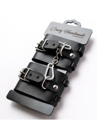 Черные кожаные наручники с ремешками - Crazy Handmade - купить с доставкой в Люберцах