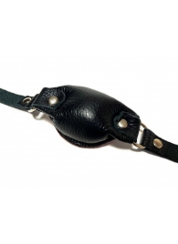 Черный кожаный кляп на ремешках с пряжкой - БДСМ Арсенал - купить с доставкой в Люберцах