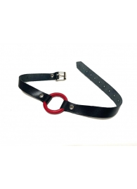Красный кляп-кольцо на черных кожаных ремешках - БДСМ Арсенал - купить с доставкой в Люберцах