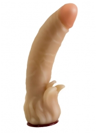 Телесная гелевая насадка-фаллос с клиторальными лепестками - 18,5 см. - LOVETOY (А-Полимер) - купить с доставкой в Люберцах