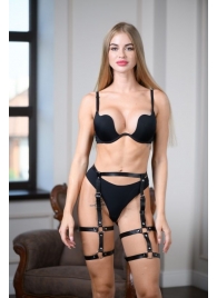 Классические кожаные гартеры на пояске - БДСМ Арсенал - купить с доставкой в Люберцах