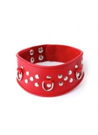 Кожаный красный ошейник с велюровой подкладкой - Sitabella - купить с доставкой в Люберцах