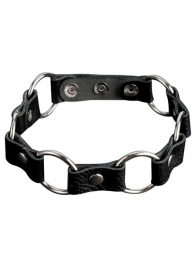 Кожаный черный ошейник с кольцами - Sitabella - купить с доставкой в Люберцах