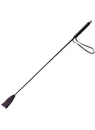 Чёрный стек с кожаной ручкой - 58 см. - Sitabella - купить с доставкой в Люберцах