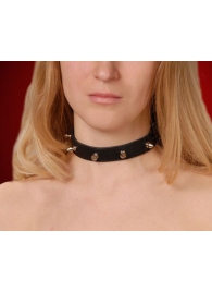 Узкий чёрный ошейник с шипами - Sitabella - купить с доставкой в Люберцах