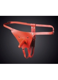 Красные кожаные универсальные трусики со штырьком для насадок - Sitabella - купить с доставкой в Люберцах