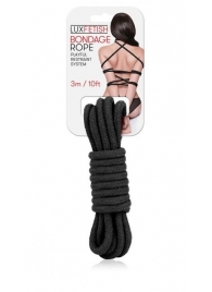 Черная хлопковая веревка для связывания - 3 м. - Lux Fetish - купить с доставкой в Люберцах
