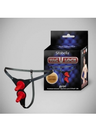 Чёрные кожаные трусики с двумя штырьками для насадок - Sitabella - купить с доставкой в Люберцах