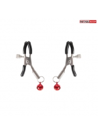 Серебристые зажимы на соски с шариками - Notabu - купить с доставкой в Люберцах