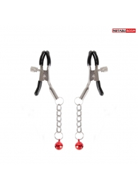 Серебристые зажимы на соски с шариками на цепочках - Notabu - купить с доставкой в Люберцах