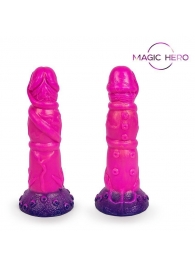 Розовый рельефный фантазийный фаллоимитатор - 20 см. - Bior toys - купить с доставкой в Люберцах