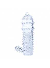 Прозрачная насадка на пенис с шипами и стимулятором клитора - 14,2 см. - Baile - в Люберцах купить с доставкой