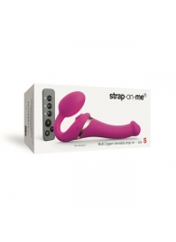 Ярко-розовый безремневой страпон Multi Orgasm Size S с клиторальной стимуляцией - Strap-on-me - купить с доставкой в Люберцах