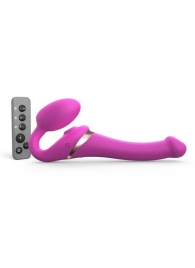 Ярко-розовый безремневой страпон Multi Orgasm Size S с клиторальной стимуляцией - Strap-on-me - купить с доставкой в Люберцах