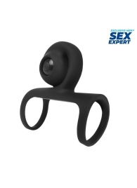 Черная вибронасадка на пенис Sex Expert - Sex Expert - в Люберцах купить с доставкой