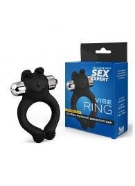 Черное силиконовое эрекционное виброкольцо Sex Expert - Sex Expert - в Люберцах купить с доставкой