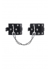 Черные кожаные однослойные оковы с люверсами - Pecado - купить с доставкой в Люберцах