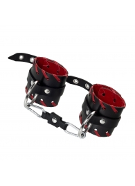 Черно-красные наручники из натуральной кожи - Pecado - купить с доставкой в Люберцах