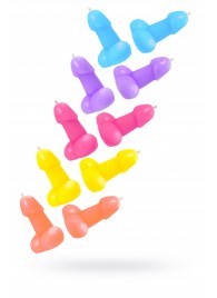 Набор из 10 разноцветных свечей в форме пениса - Pecado - купить с доставкой в Люберцах