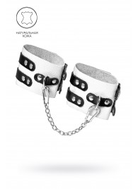 Бело-черные оковы с двумя ремешками и люверсами - Pecado - купить с доставкой в Люберцах