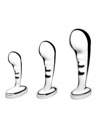 Набор из 3 стальных стимуляторов простаты Stainless Steel P-spot Training Set - b-Vibe - в Люберцах купить с доставкой