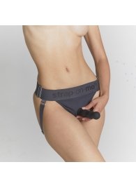 Серые трусики для фиксации насадок Strap-on-me Harness Lingerie Unique - Strap-on-me - купить с доставкой в Люберцах