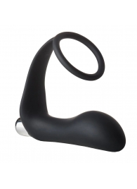 Черное эрекционное кольцо с вибропробкой Vibrating Anal Plug With Cockring - Dream Toys - в Люберцах купить с доставкой