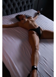 Черный кожаный набор фиксации на кровати Sex Game - БДСМ Арсенал - купить с доставкой в Люберцах
