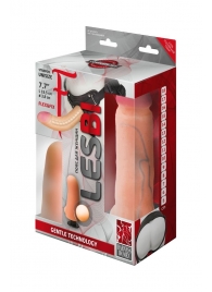Телесный страпон Harness LESBI с вагинальной пробкой - 16,5 см. - LOVETOY (А-Полимер) - купить с доставкой в Люберцах