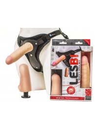 Телесный страпон Harness LESBI с вагинальной пробкой - 16,5 см. - LOVETOY (А-Полимер) - купить с доставкой в Люберцах