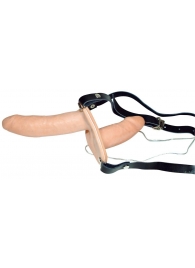 Телесный женский страпон с вагинальной пробкой Strap-On Duo - 15 см. - Orion - купить с доставкой в Люберцах