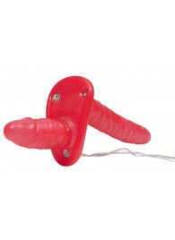 Красный женский страпон с вагинальной пробкой Bad Kitty - 18 см. - Orion - купить с доставкой в Люберцах