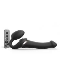 Черный безремневой страпон Multi Orgasm Size M с клиторальной стимуляцией - Strap-on-me - купить с доставкой в Люберцах