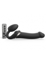 Черный безремневой страпон Multi Orgasm Size L с клиторальной стимуляцией - Strap-on-me - купить с доставкой в Люберцах